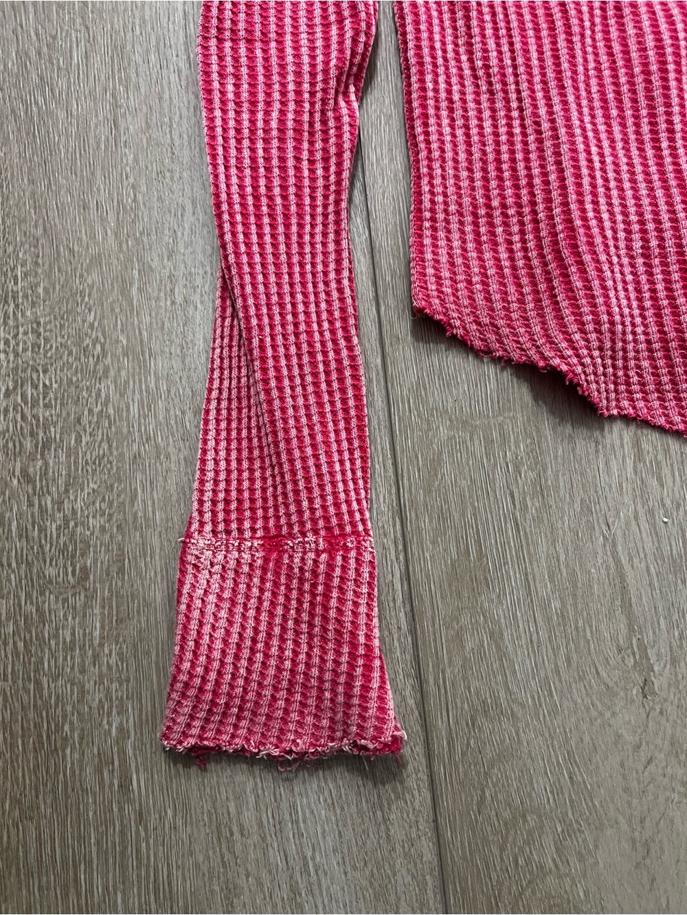 Free People Pink Colt Waffle Knit Henley Top - Picture 2 of 8